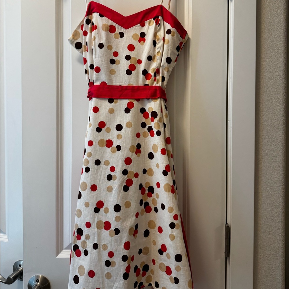 Festive flattering A line polka dot dress with tulle